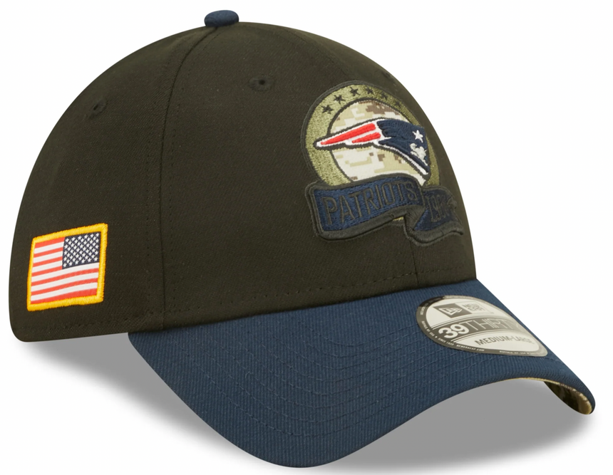 Men's New England Patriots New Era Black 2022 Salute to Service 39THIRTY Flex Hat - Pro Jersey Sports