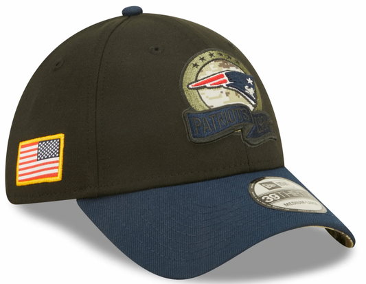 Men's New England Patriots New Era Black 2022 Salute to Service 39THIRTY Flex Hat - Pro Jersey Sports