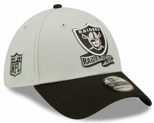 Men's Las Vegas Raiders New Era Gray/Black 2022 Sideline 39THIRTY Flex Hat - Pro Jersey Sports