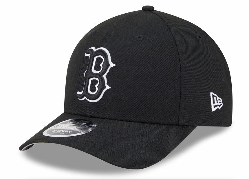 Boston Red Sox Black and White New Era M-Crown 9FORTY Adjustable Hat - Pro Jersey Sports