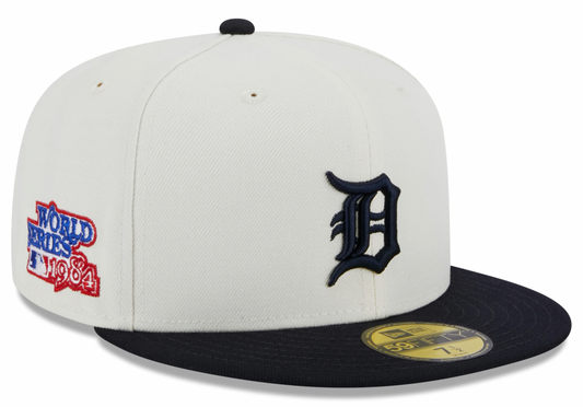 Detroit Tigers 1984 World Series Cream/Navy New Era Retro 59FIFTY Fitted Hat - Pro Jersey Sports