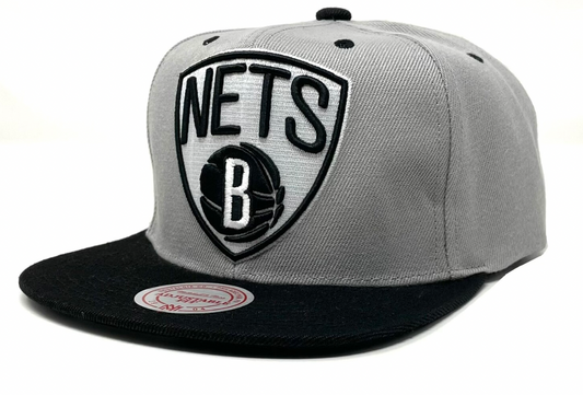 Men's Brooklyn Nets 2 Tone Gray/Black NBA XL Pop Snapback Adjustable Hat