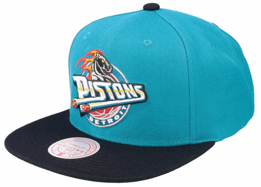 Men's Detroit Pistons Mitchell & Ness 2 Tone Teal/Black Core Basic Snapback Hat