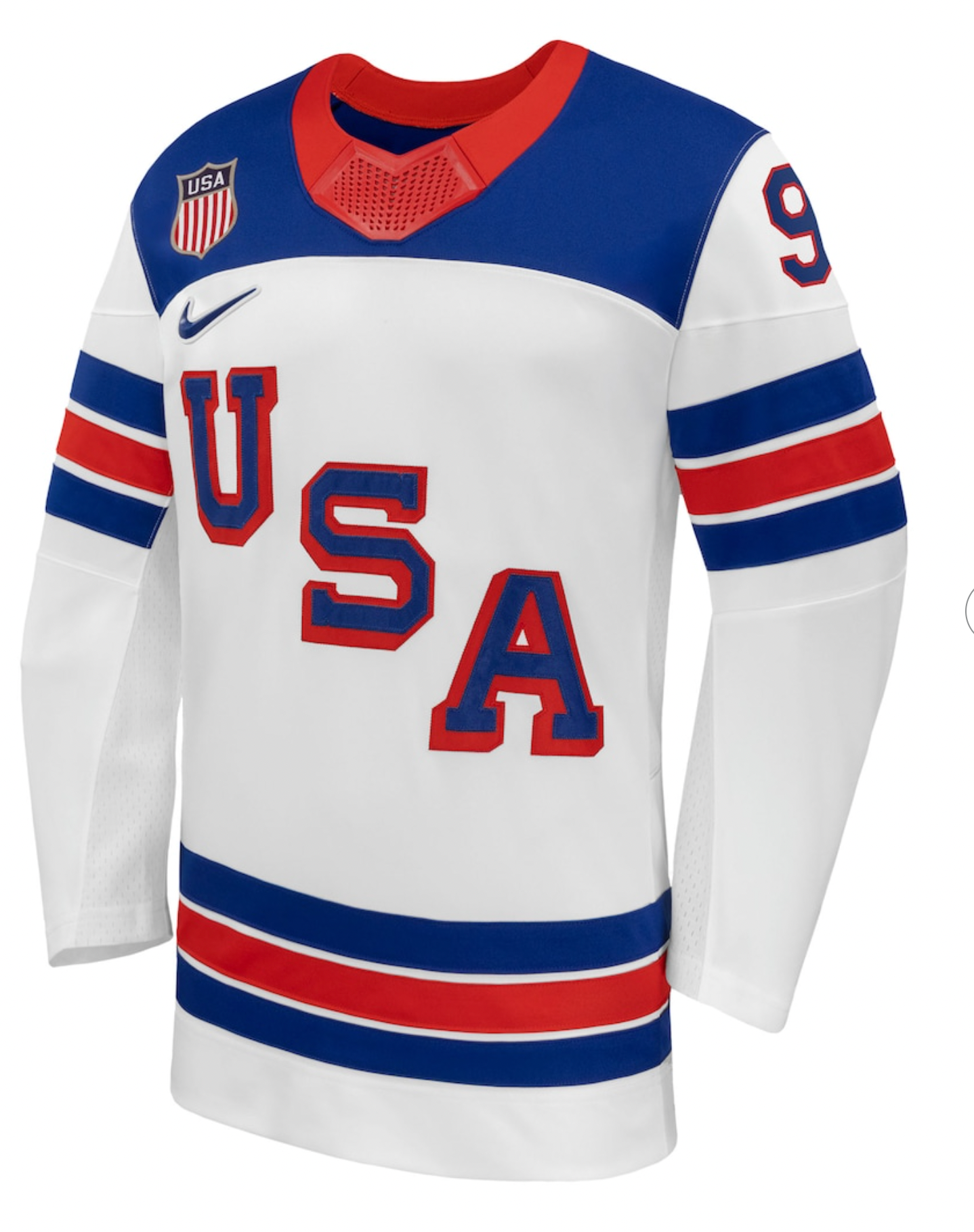 Men's Team USA Hockey Nike Jack Eichel #9 White Replica Jersey