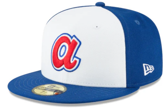 Men's Atlanta Braves Cooperstown Collection White/Royal 59Fifty Fitted Hat - Pro Jersey Sports