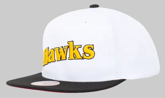 Atlanta Hawks Mitchell & Ness Hardwood Classics Reload 2.0 Snapback Hat - White/Black - Pro Jersey Sports