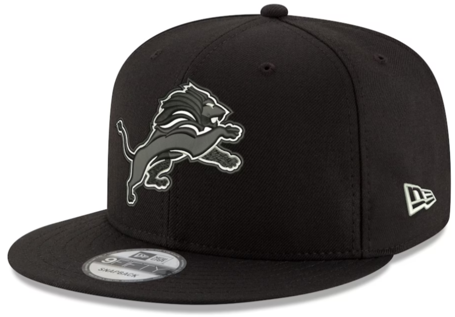 Detroit Lions New Era Tonal Black/White Trim Primary Logo Basic 9FIFTY Adjustable Hat - Pro Jersey Sports
