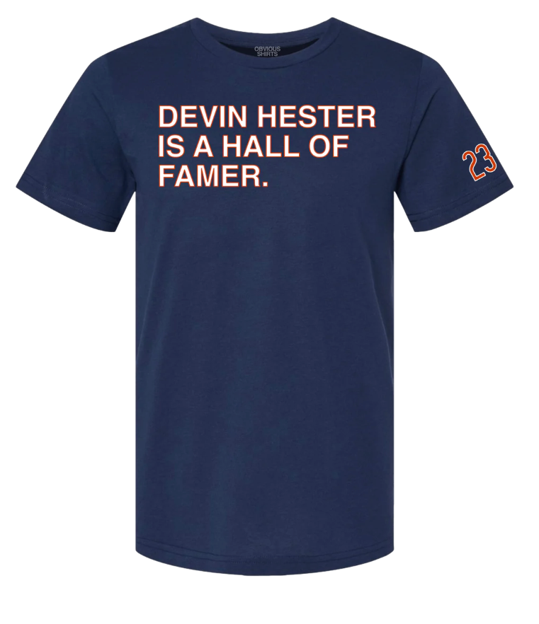 Men's Devin Hester Is A Hall Of Famer Obvious Shirts Navy Tee - Pro Jersey Sports