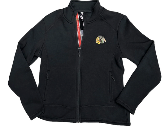 Women's Chicago Blackhawks Tranquil Deception Bar Stripe Black Full Zip Jacket