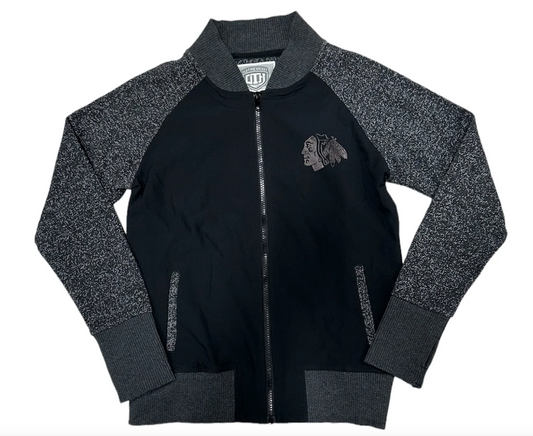 Women's Chicago Blackhawks Mia Fleece Crewneck Full Zip Track Jacket - Pro Jersey Sports