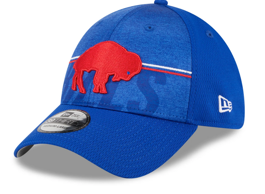 Men's Buffalo Bills New Era NFL 2023 Training Camp Royal Blue Throwback Logo 39THIRTY Flex Fit Hat - Pro Jersey Sports
