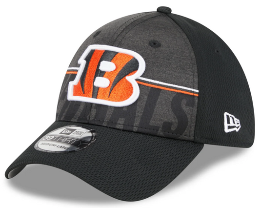 Men's Cincinnati Bengals New Era NFL 2023 Training Camp Black Primary Logo 39THIRTY Flex Fit Hat - Pro Jersey Sports