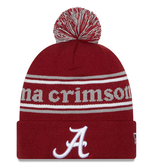 Alabama Crimson Tide Crimson New Era Marquee Cuffed Knit Hat with Pom - Pro Jersey Sports