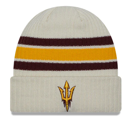 Men's Arizona State Sun Devils New Era Off White Vintage Cuffed Knit Hat - Pro Jersey Sports
