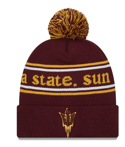 Arizona State Sun Devils Maroon New Era Marquee Cuffed Knit Hat with Pom - Pro Jersey Sports