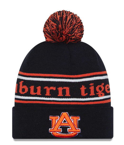 Auburn Tigers Navy New Era Marquee Cuffed Knit Hat with Pom - Pro Jersey Sports