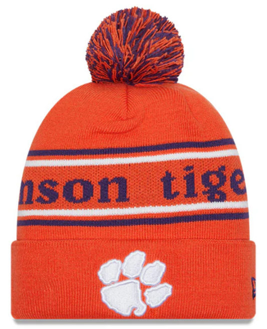 Clemson Tigers Orange New Era Marquee Cuffed Knit Hat with Pom - Pro Jersey Sports