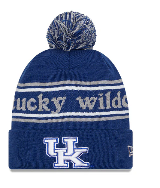 Kentucky Wildcats Blue New Era Marquee Cuffed Knit Hat with Pom - Pro Jersey Sports