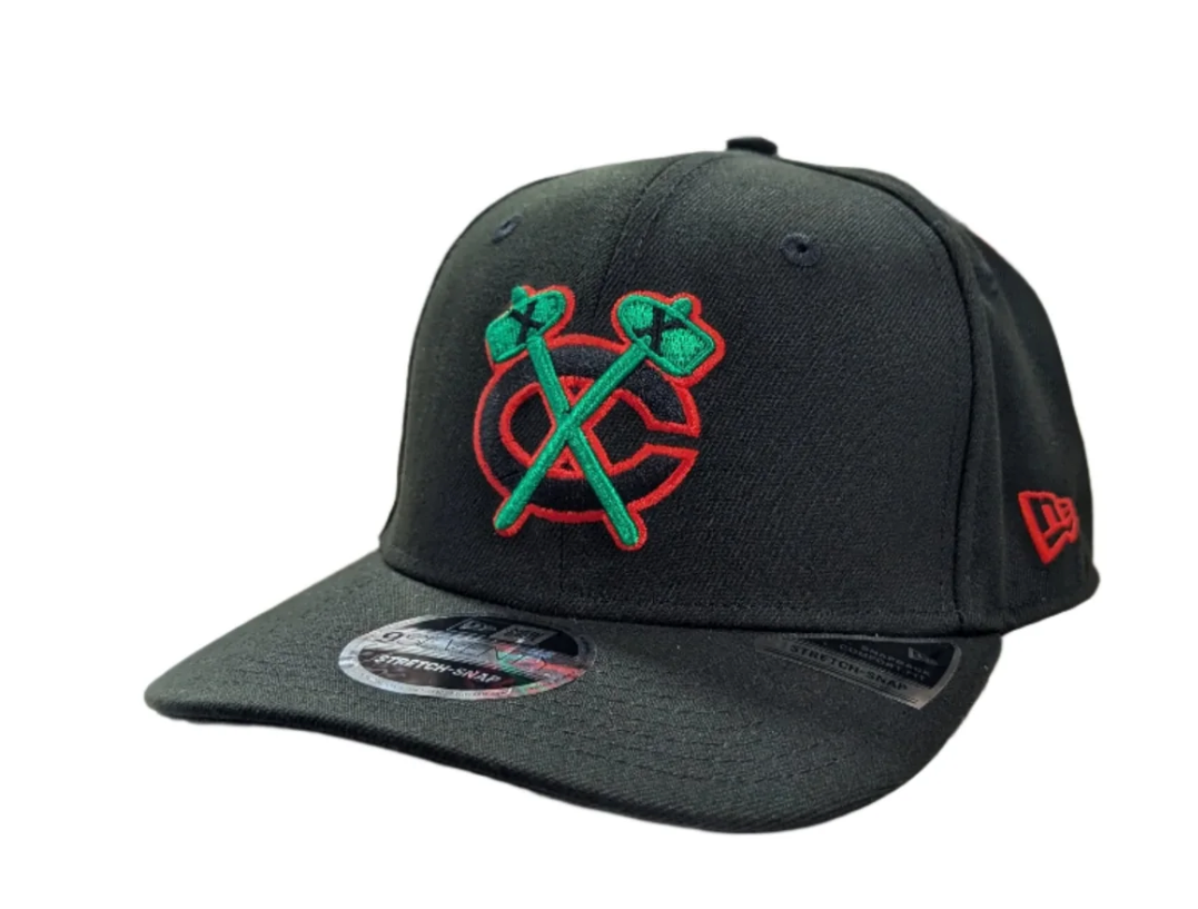 Chicago Blackhawks New Era NHL Reverse OTC Black 9SEVENTY Adjustable Hat - Pro Jersey Sports
