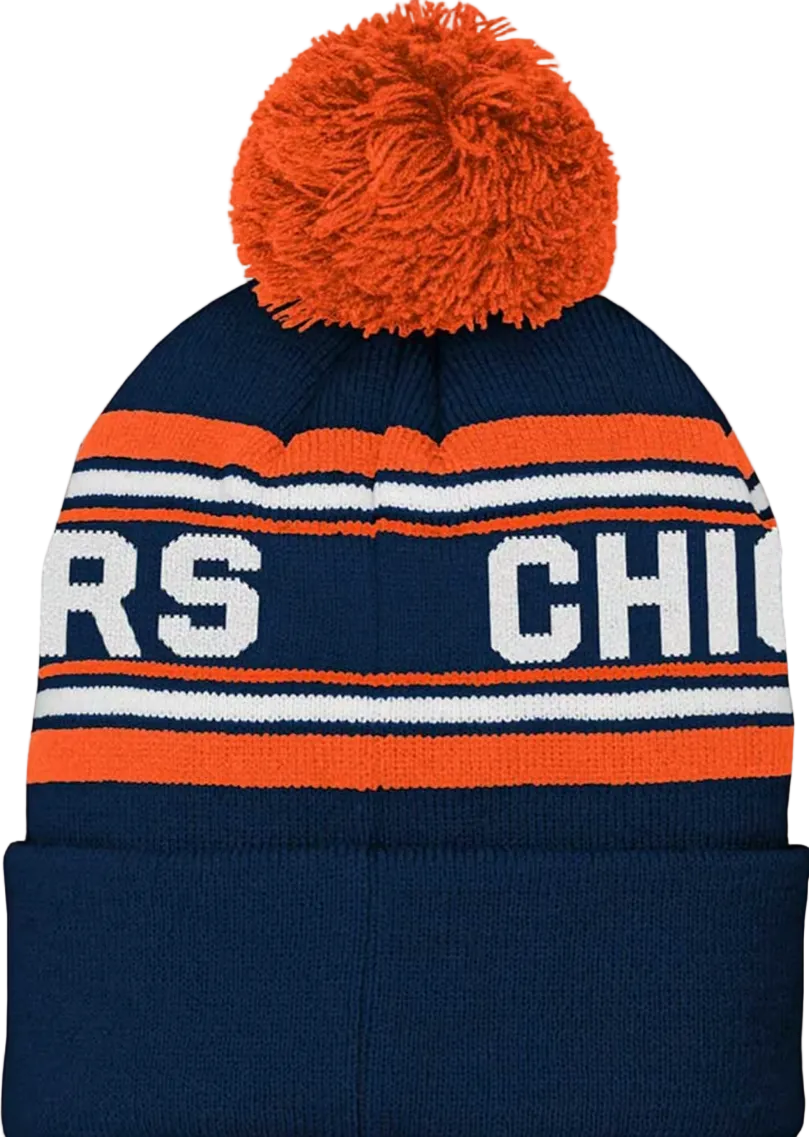 Youth Chicago Bears Jacquard Cuffed Knit Hat with Pom - Pro Jersey Sports