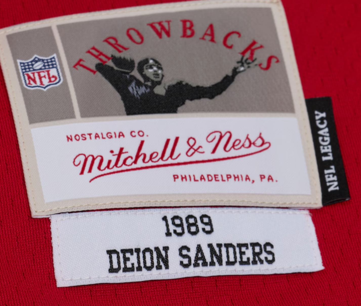 Men's Atlanta Falcons Deion Sanders 1989 Mitchell & Ness Red Legacy Replica Jersey