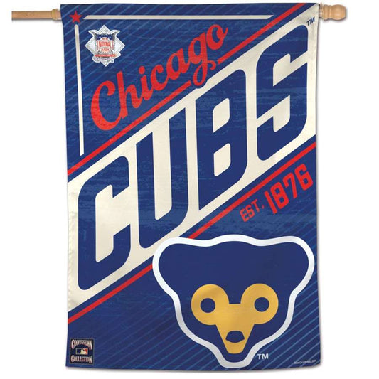 Chicago Cubs Cooperstown Collection Logo 28X40 Vertical Flag By Wincraft