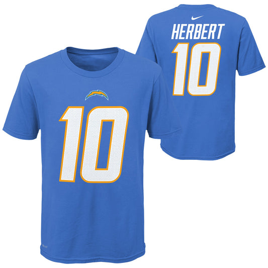 Youth Justin Herbert Los Angeles Chargers Nike Blue FUSE Name & Number T-Shirt