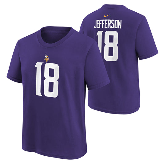 Youth Justin Jefferson Minnesota Vikings Nike Purple FUSE Name & Number T-Shirt - Pro Jersey Sports