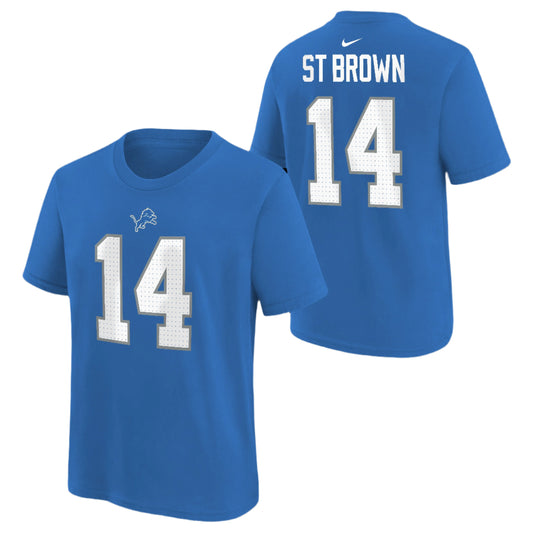 Youth Amon St. Brown Detroit Lions Nike Blue FUSE Name & Number T-Shirt - Pro Jersey Sports