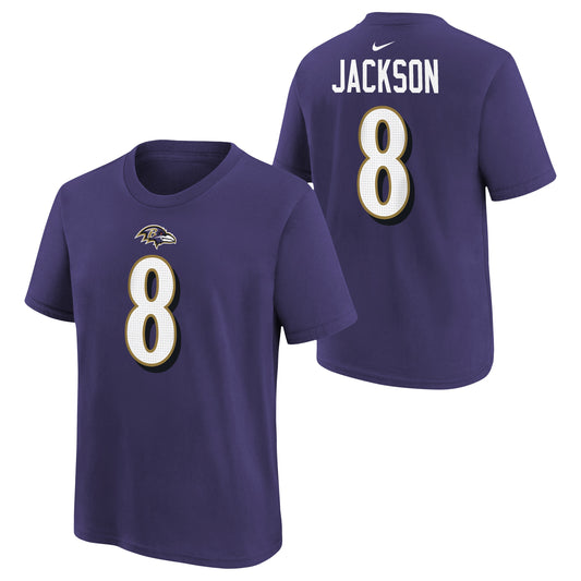 Youth Lamar Jackson Baltimore Ravens Nike Purple FUSE Name & Number T-Shirt - Pro Jersey Sports