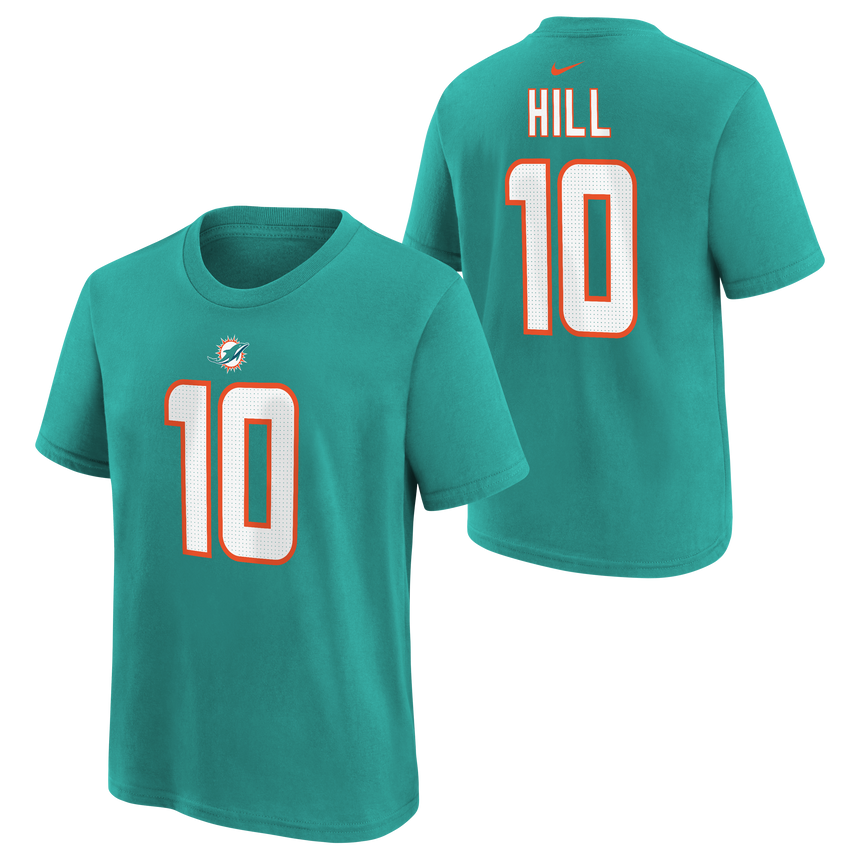 Youth Miami Dolphins Tyreek Hill Nike Aqua Player FUSE Name & Number T-Shirt - Pro Jersey Sports