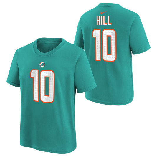 Youth Miami Dolphins Tyreek Hill Nike Aqua Player FUSE Name & Number T-Shirt - Pro Jersey Sports