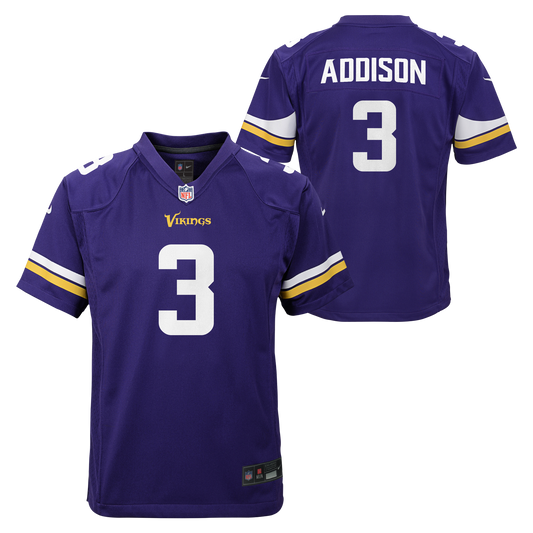 Youth Jordan Addison Minnesota Vikings Purple Nike Game Jersey - Pro Jersey Sports