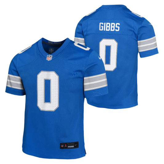 Youth Detroit Lions Jahmyr Gibbs #0 Nike Blue Game Jersey - Pro Jersey Sports