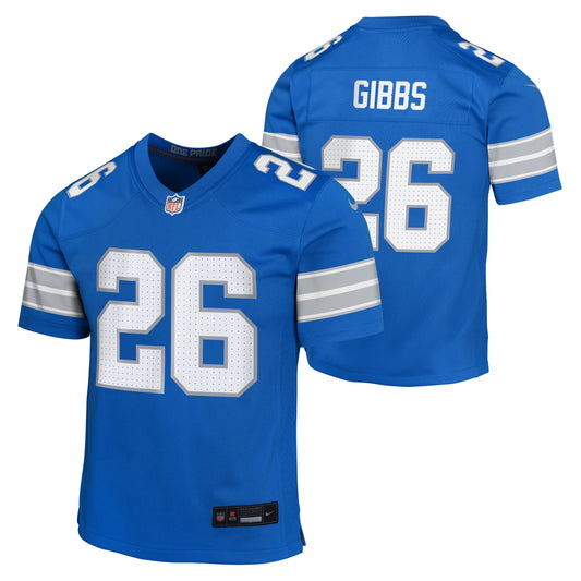 Youth Detroit Lions Jahmyr Gibbs Nike "ROOKIE" Blue Game Jersey - Pro Jersey Sports