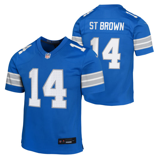 Youth Detroit Lions Amon-Ra St. Brown Nike Blue Game Jersey - Pro Jersey Sports