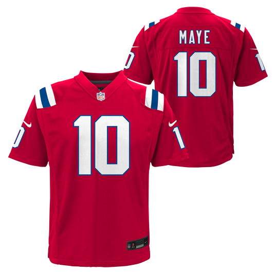 Youth Drake Maye New England Patriots Nike Red Alternate Jersey - Pro Jersey Sports