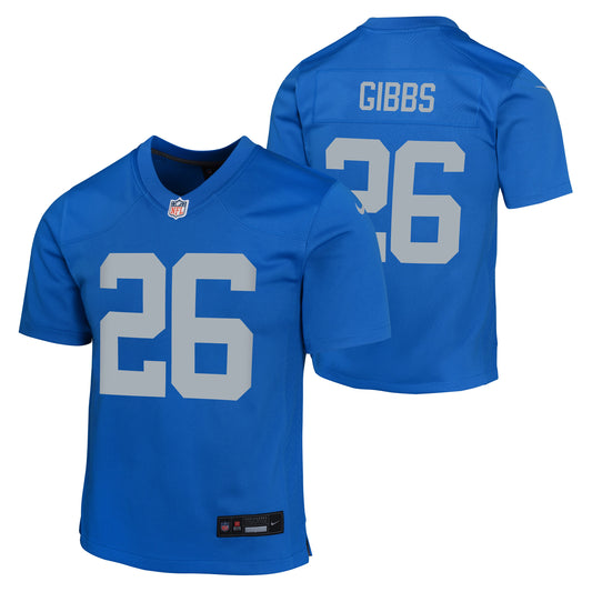 Youth Detroit Lions Jahmyr Gibbs Nike Alternate Blue "ROOKIE" Game Jersey - Pro Jersey Sports