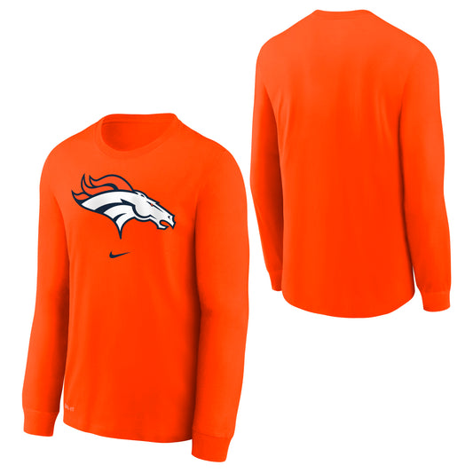 Youth Denver Broncos Nike Orange Primary Logo Long Sleeve Tee - Pro Jersey Sports