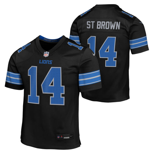 Youth Detroit Lions Amon-Ra St. Brown Nike Black Alternate Game Jersey - Pro Jersey Sports