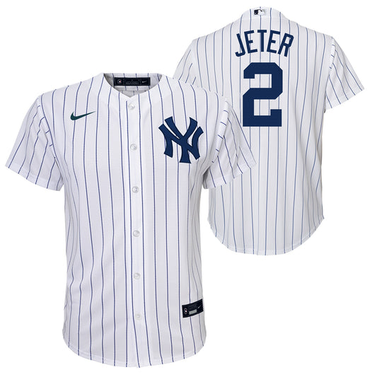 Youth Derek Jeter New York Yankees White Home Game Replica Player Jersey - Pro Jersey Sports