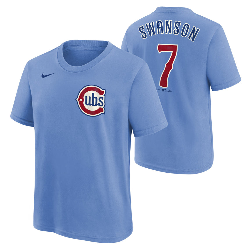 Youth Chicago Cubs Dansby Swanson Blues Alternate Nike Name And Number Tee - Pro Jersey Sports