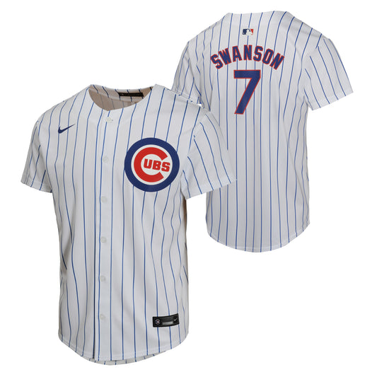 Youth Dansby Swanson Chicago Cubs NIKE White Home Game Replica Jersey - Pro Jersey Sports
