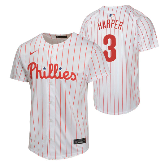 Youth Bryce Harper Philadelphia Phillies NIKE White Home Game Replica Jersey - Pro Jersey Sports