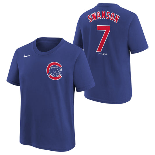 Youth Chicago Cubs Dansby Swanson Nike FUSE Royal Blue Name & Number T-Shirt - Pro Jersey Sports