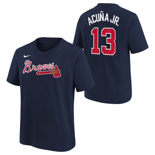 Youth Ronald Acuna Jr. Atlanta Braves Nike Navy Player Name & Number T-Shirt