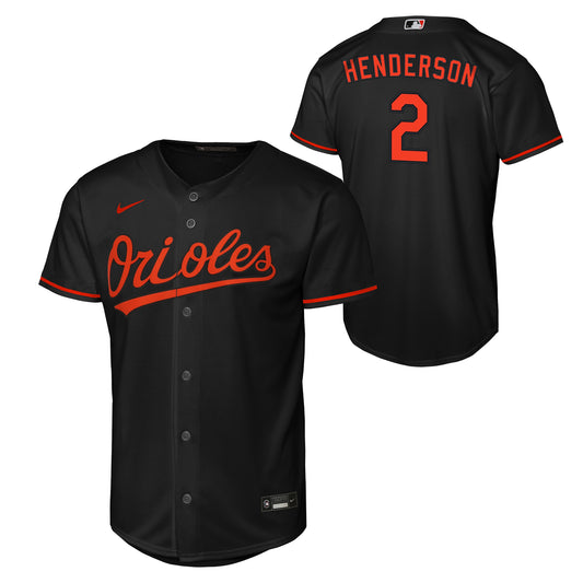 NIKE Youth Baltimore Orioles Gunnar Henderson Black Alternate Replica Jersey - Pro Jersey Sports