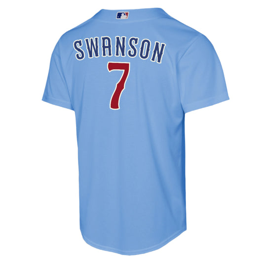 NIKE Youth Chicago Cubs Dansby Swanson Powder Blue 2nd Alternate Replica Jersey - Pro Jersey Sports