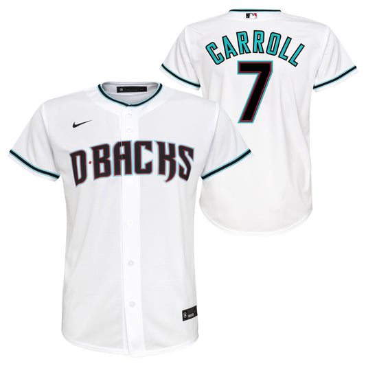 Youth Corbin Carroll Arizona Diamondbacks White Home Replica NIKE Screen Print Jersey - Pro Jersey Sports