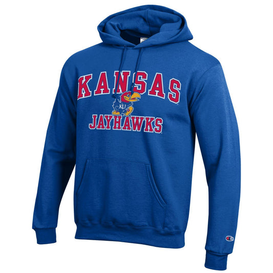 Men's Kansas Jayhawks Royal Blue Champion Powerblend Fleece Pullover Hoodie - Pro Jersey Sports